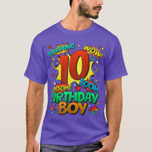 10th Birthday Comic Style Boys 10 Year Old Gifts f T-Shirt