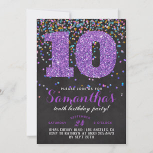 10th Birthday Confetti Invitation