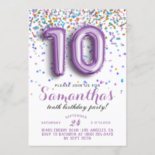 10th Birthday Confetti Invitation