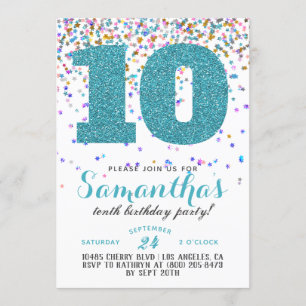 10th Birthday Confetti Invitation