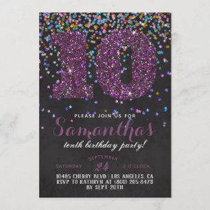 10th Birthday Confetti Invitation