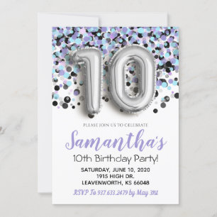 10th Birthday Confetti Invitation