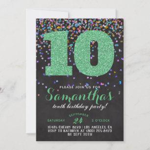 10th Birthday Confetti Invitation