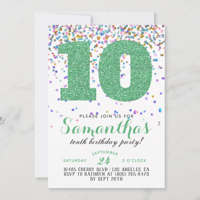 10th Birthday Confetti Invitation (Front)