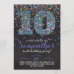 10th Birthday Confetti Invitation