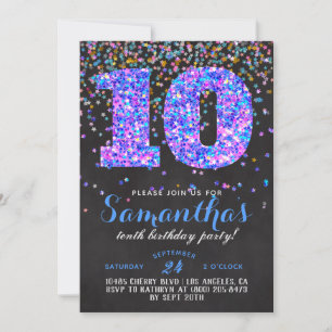 10th Birthday Confetti Invitation