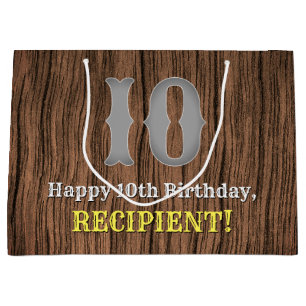 10th Birthday: Country Western Inspired Look, Name Large Gift Bag