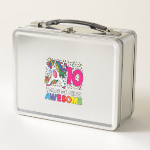 10th Birthday Dabbing Unicorn Party Gift 10 Years Metal Lunch Box