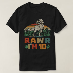 10th Birthday Dinosaur T Rex Rawr I'm 10 For Boys  T-Shirt
