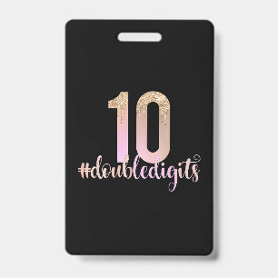 10th Birthday Double Digits Girls Peach Ombre Badge