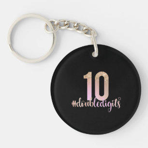 10th Birthday Double Digits Girls Peach Ombre Keychain