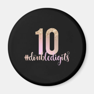 10th Birthday Double Digits Girls Peach Ombre  Magnet