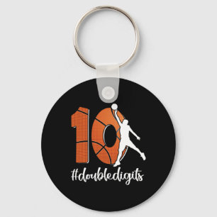 10th Birthday Double Digits Ten Basketball For Boy Keychain