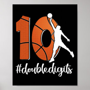 10th Birthday Double Digits Ten Basketball For Boy Poster