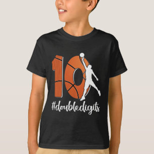 10th Birthday Double Digits Ten Bysketbyll For Boy T-Shirt