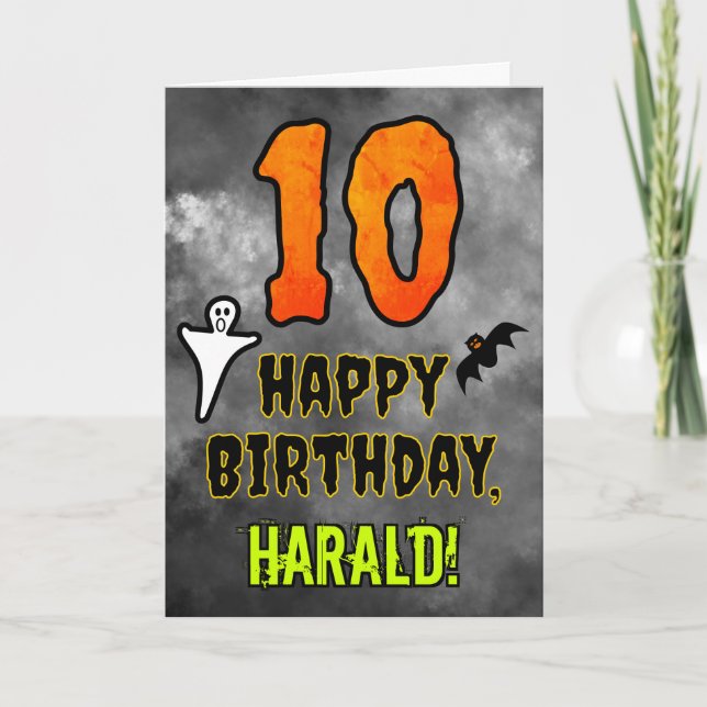 10th Birthday: Eerie Halloween Theme + Custom Name Card (Front)