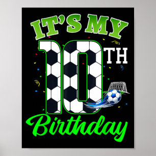 10th Birthday Football Boy Girl Kids Soccer Sports Poster