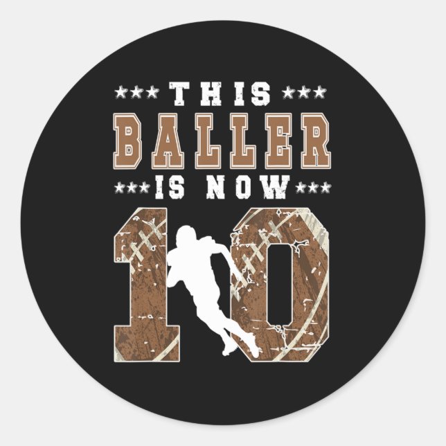 10th Birthday Football Boy Ten Year Old Football P Classic Round Sticker (Front)