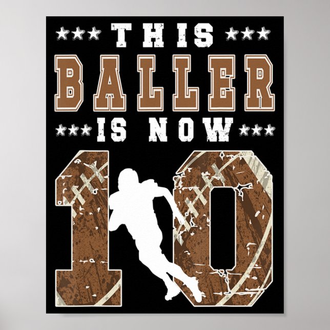 10th Birthday Football Boy Ten Year Old Football P Poster (Front)