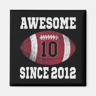 10th Birthday Football Player 10 Years Old Vintage Magnet