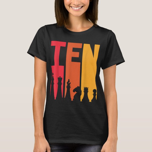 10th Birthday Gift Chess Player Retro Board Game F T-Shirt (Front)