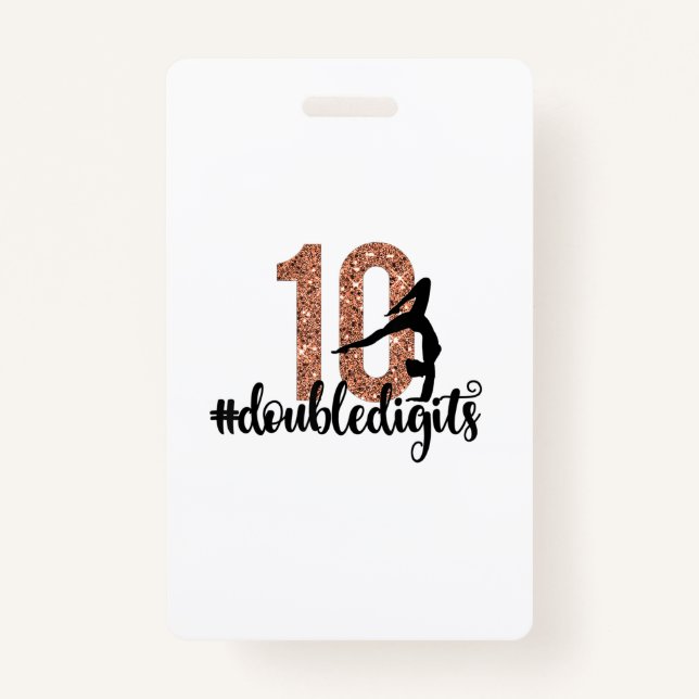 10th Birthday Gift Double Digits Girls Gymnastics Badge (Front)