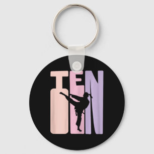 10th Birthday Gift Karate Retro Taekwondo Martial Keychain