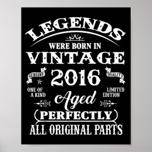 10th Birthday Gift Legend Born In 2016 10 For Year Poster