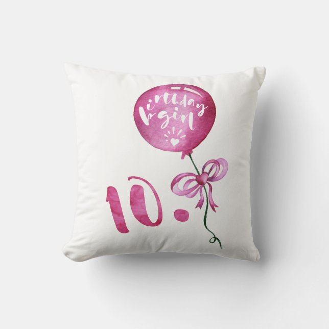 10th Birthday Girl, Anniversary Girls Gifts Throw Pillow (Front)