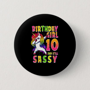 10th Birthday Girl Dabbing Unicorn 10 Years Old St 2 Inch Round Button