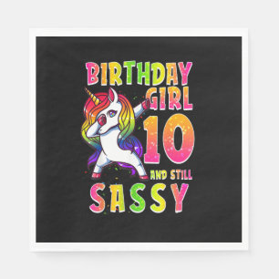 10th Birthday Girl Dabbing Unicorn 10 Years Old St Napkin