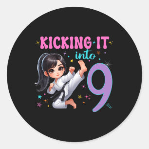 10th Birthday Girl-martial Arts Party Karate Taekw Classic Round Sticker