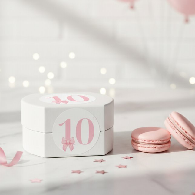 10th Birthday Girl Pink Bow Sticker (Creator Uploaded)