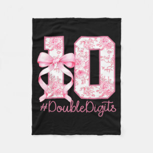 10th Birthday Girl Pink Coquette Bow 10 Year Old A Fleece Blanket