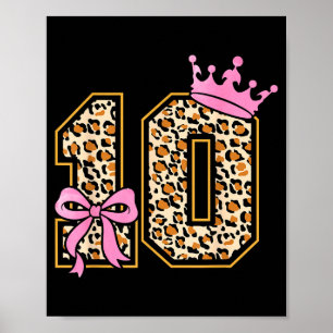 10Th Birthday Girl Pink Coquette Illustration Poster