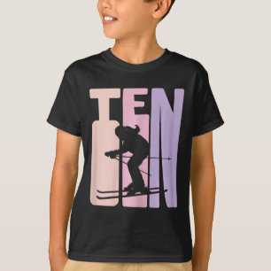 10th Birthday Girl Retro Ski Skier 10 Years Old T-Shirt