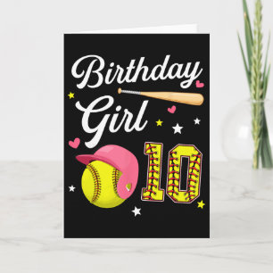 10th Birthday Girl Softll Tenth Bday 10 Yrs Ten Ye Card