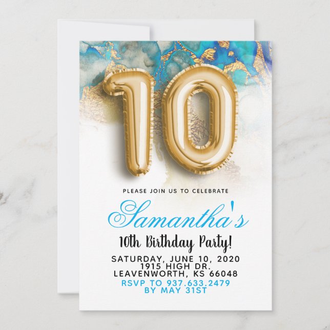 10th Birthday Gradient Invitation (Front)