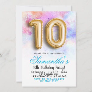 10th Birthday Gradient Invitation