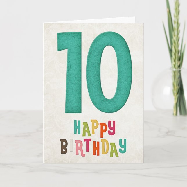 10th Birthday Happy Birthday Card Design (Front)