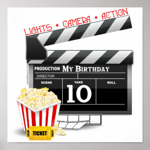 10th Birthday Hollywood Movie Party Poster