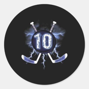 10th Birthday - Ice Hockey 10 Years Old Classic Round Sticker