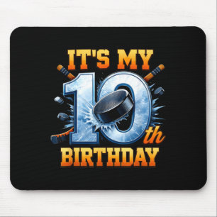 10th Birthday Ice Hockey Boy 10 Year Old Hockey Mouse Pad
