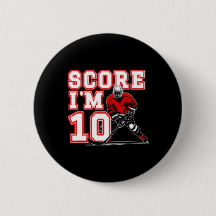 10th Birthday Ice Hockey Boy Ten Year Old Ice Hock 2 Inch Round Button