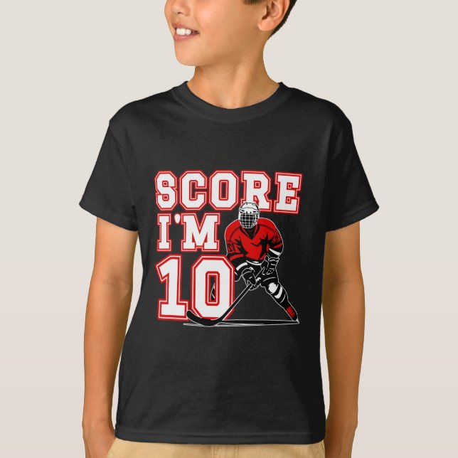 10th Birthday Ice Hockey Boy Ten Year Old Ice Hock T-Shirt (Front)