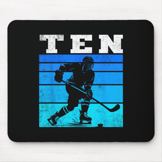 10th Birthday Ice Hockey Boys Ten Hockey Birthday  Mouse Pad (Front)