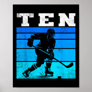 10th Birthday Ice Hockey Boys Ten Hockey Birthday  Poster