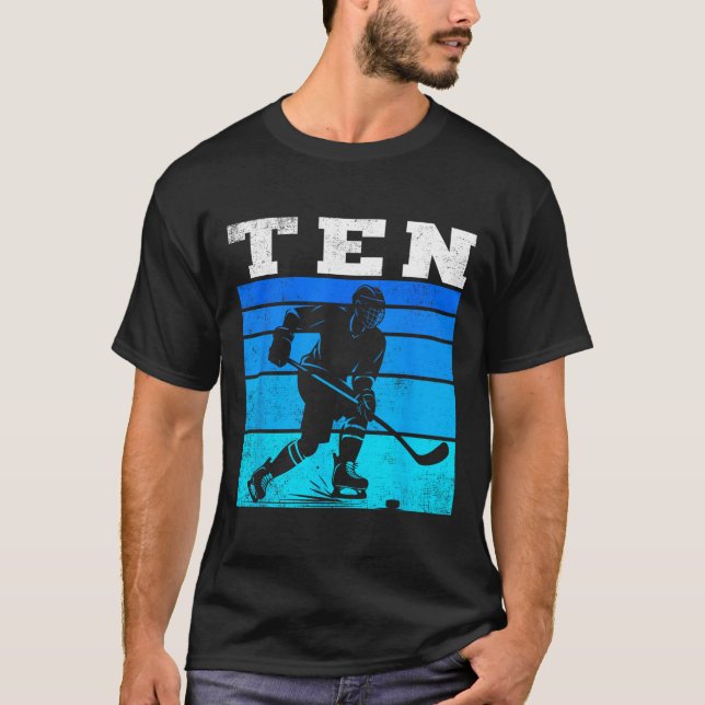 10th Birthday Ice Hockey Boys Ten Hockey Birthday  T-Shirt (Front)
