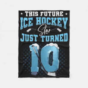 10th Birthday Ice Hockey  Fleece Blanket