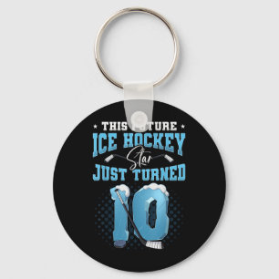 10th Birthday Ice Hockey Keychain